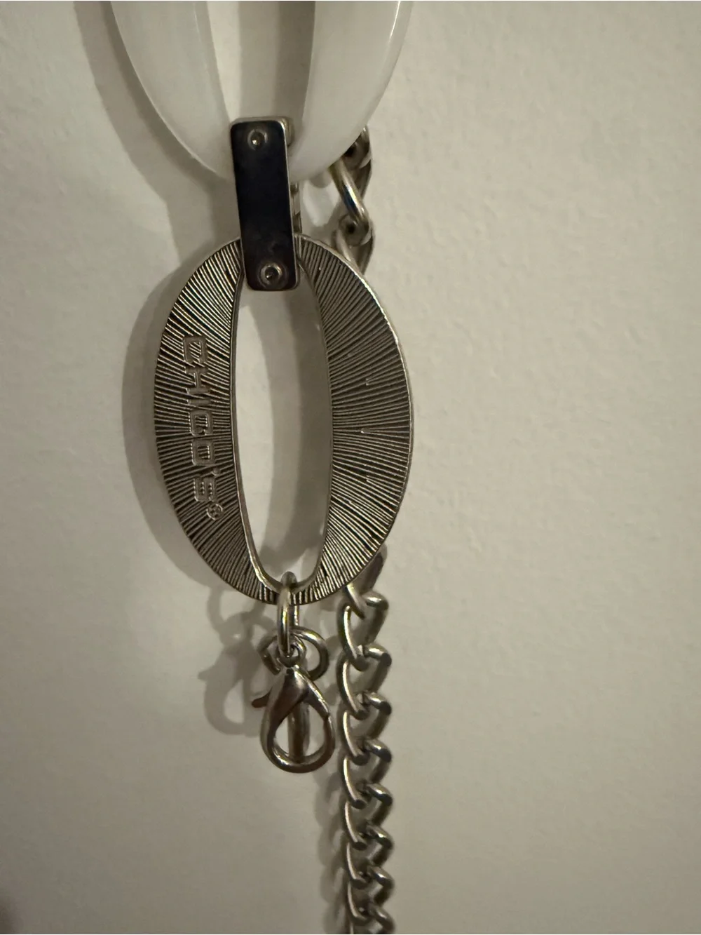 Chico’s Silver Clear Lucite Oval Link Chain Belt Statement Y2K